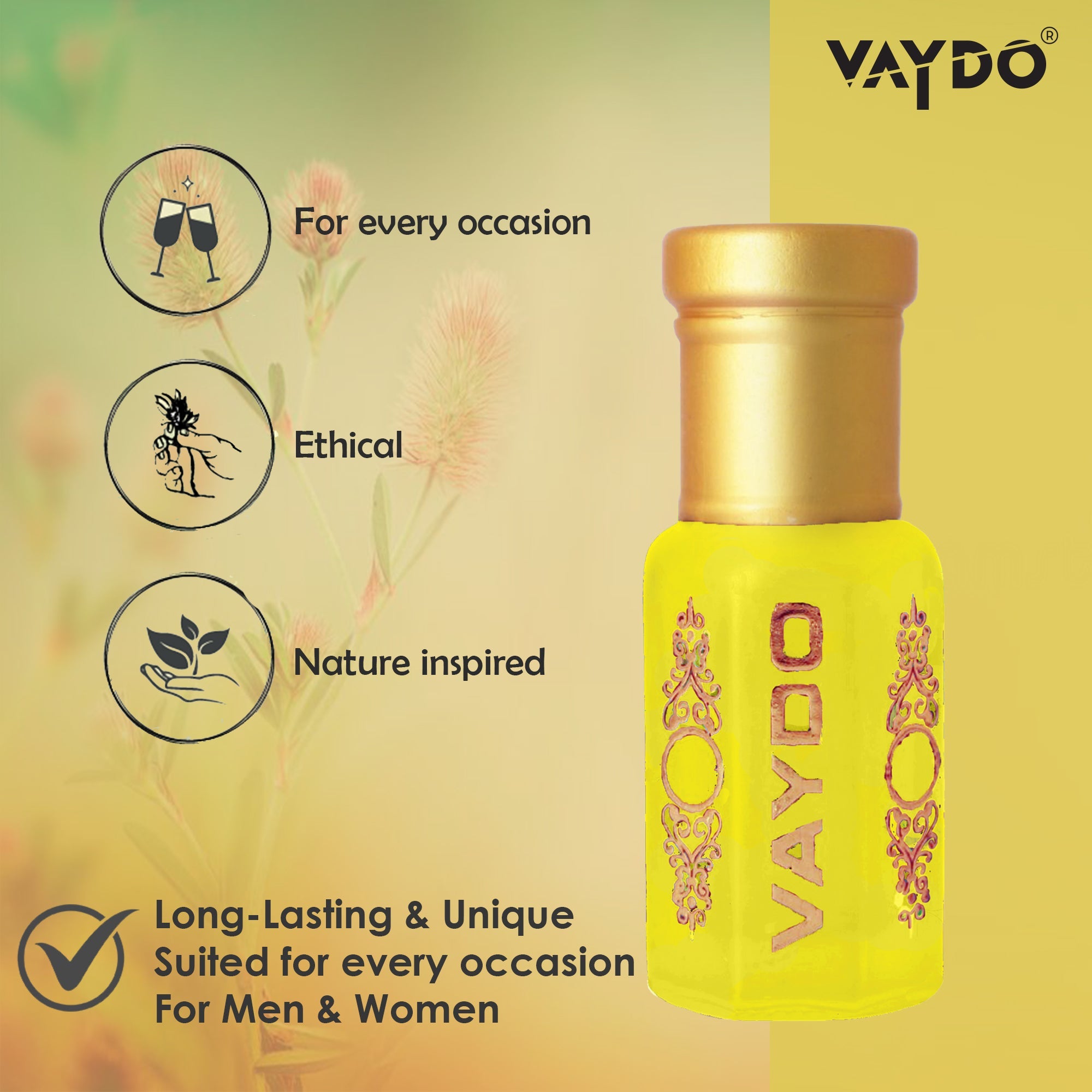 vaydo DOVE Perfume Oil Alcohol-free Attar 6ML for Unisex Pure Nutural Fragrance Floral Attar