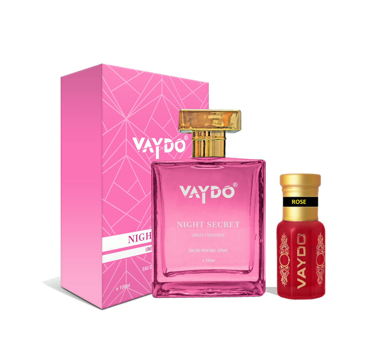 Vaydo Perfume Night Secret And Rose Attar Without Alcohol for Unisex Pure Natural Fragrance