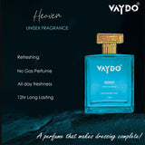 vaydo Heven Unisex Fragrance For Men And Women 12hr Long Lasting No Gas Perfume, Party, Function, Wedding, office, Day & Night Fragrance, Gift pack perfume Eau de Parfum - 100 ml (Copy)