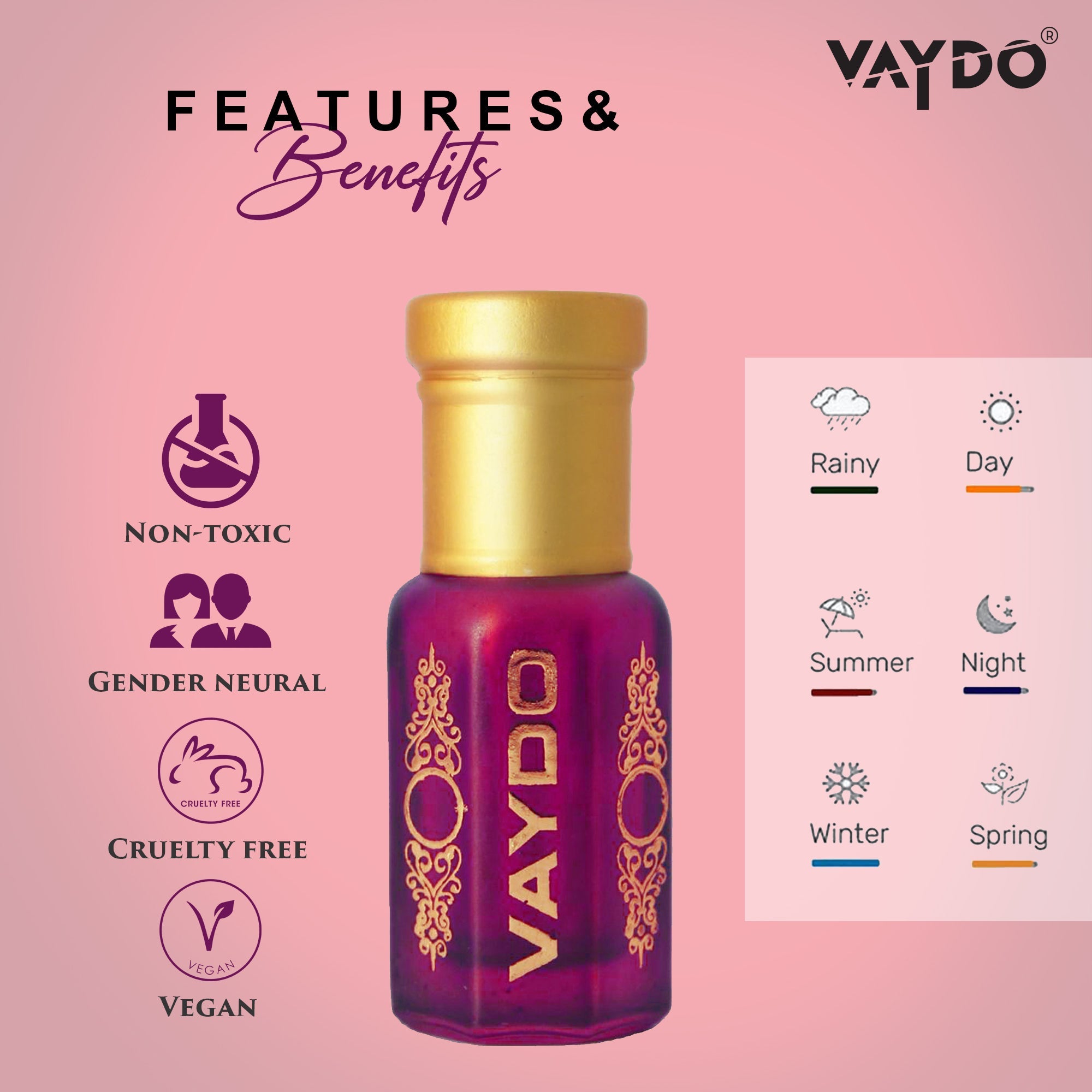 vaydo INVICTUS Perfume Oil Alcohol-free Attar 6ML for Unisex Pure Nutural Fragrance Floral Attar